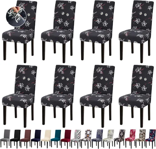Vista 17 de Fundas para Sillas, Juego de 4 Fundas Elásticas para Sillas de Cocina y Comedor, Fundas Lavables y Extraíbles para Sillas de Comedor para Hogar