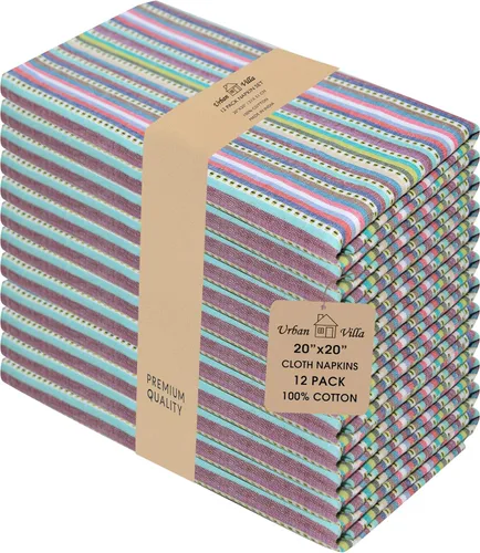 Vista 30 de Urban Villa - Juego de 12 servilletas de tela de 50 x 50 centímetros 100% algodón, servilletas lavables, duraderas, reutilizables y absorbentes