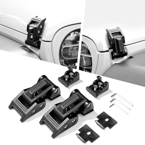 Seven Sparta Pestillos de Capó de Aluminio Enganche de Capó Compatibles con Jeep Wrangler JK/JKU 2007-2017, JL/JLU 2018-2022 y Jeep Gladiator