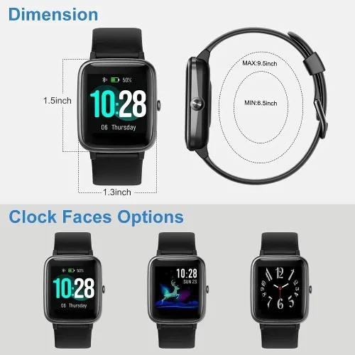 Vista 2 de Reloj inteligente para iPhone/Android, rastreador de actividad física con IP68 impermeable para hombres y mujeres, reloj inteligente con pantalla a