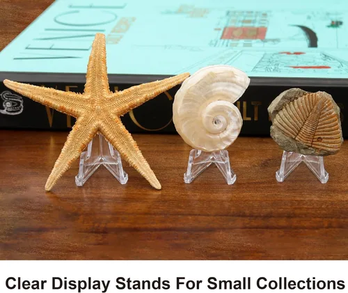 Vista 5 de Paquete de 10 mini caballetes acrílicos de 1.4 pulgadas, soporte pequeño de mesa, soporte de exhibición transparente para monedas de desafío