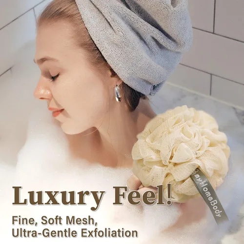 Vista 2 de myHomeBody Esponja de lufa de 2.16 onzas, exfoliante corporal, esponja de baño, esponja para mujeres, hombres, esponja exfoliante para ducha