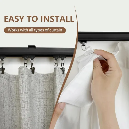 Vista 4 de MaKefeile Riel de Cortina para Techo, Rieles de Cortinas de Servicio Pesado para Montaje en Techo y Pared, Divisor de Habitación, Cortinas de Ducha