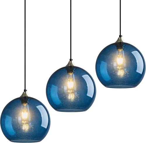 Vista 44 de Luces colgantes de vidrio marrón claro, lámpara colgante de globo de isla de cocina, lámparas colgantes modernas para dormitorio, sala de estar
