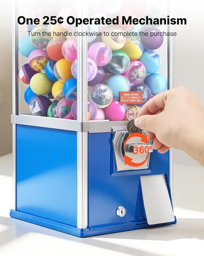 Vista 5 de VEVOR Máquina de chicle, dispensador de máquina expendedora de dulces de 21 pulgadas, máquinas expendedoras de 25 centavos para centros comerciales