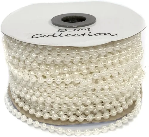 Vista 5 de Cadena de cuentas de plástico de perlas de imitación de 0.157 in, 24 yardas (AB blanco)