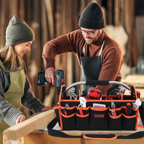 Vista 8 de Kowsinde Bolsa de herramientas de 18 pulgadas, bolsa de herramientas para electricista, bolsas de herramientas con parte superior abierta, 26