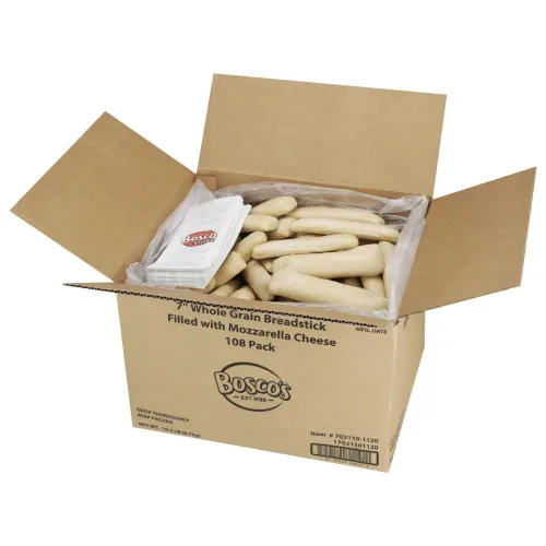 Vista 3 de Palitos de pan Boscos - Relleno de queso mozzarella, 7 pulgadas- 108 por caja.
