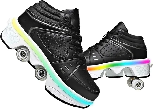 Vista 7 de Rueda de deformación de doble hilera Zapatos para caminar automáticos Deformación invisible Patín de ruedas 2 en 1 Patines de polea extraíble