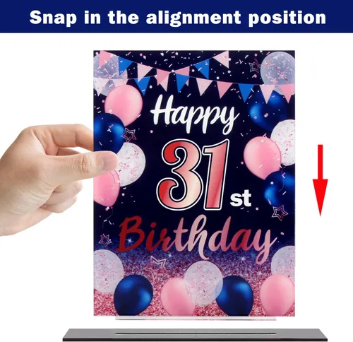 Vista 109 de LINGTEER Decoración de cumpleaños, soporte para globos, centros de mesa de acrílico, póster impreso de feliz 50 cumpleaños, centros de mesa de Negro