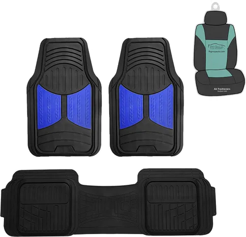 FH Group F11513 - Juego completo de tapetes de goma recortables para autos, camiones y todoterrenos Azul