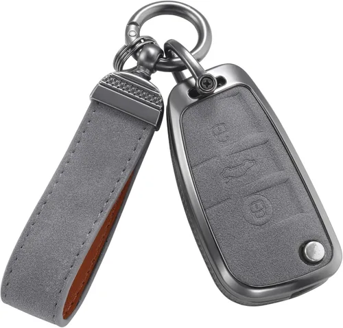 Vista 10 de YO&YOYE Compatible con Audi - Funda para llavero con llavero de cuero, protector de estuche para llaves para Audi A4 Q7 Q5 TT A3 A6 SQ5 R8 S5 Smart