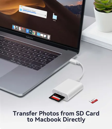 Vista 4 de Lector de Tarjetas SD USB C, WNXSLOAD Adaptador de Tarjetas SD con Ranuras Duales SD MicroSD para iPhone 15 16 iPad Mac MacBook Laptop, Lector