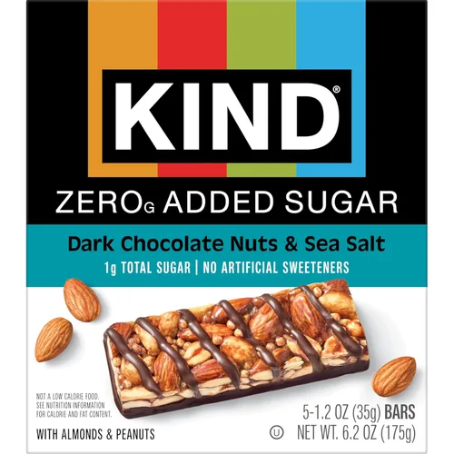Vista 5 de KIND ZERO Barras sin azúcar agregado, chocolate negro, nueces y sal marina, aperitivos aptos para dieta cetogénica, sin gluten, 0.18 onzas
