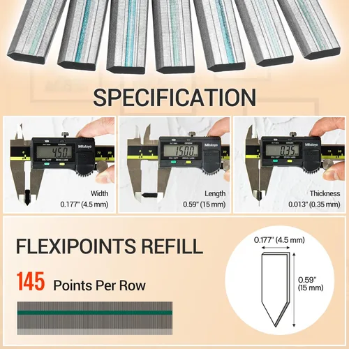 Vista 3 de meite Puntas flexibles, 5/8 pulgadas (0.591 in) para puntos de recambio de uñas (1000 piezas) para controlador de puntos, ideal para paneles