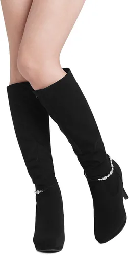 Vista 5 de DREAM PAIRS Botas de tacón alto con plataforma, a la rodilla, para mujer