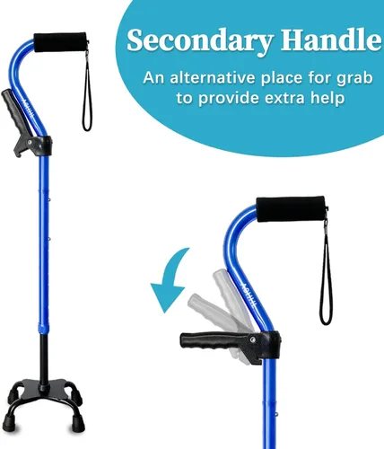 Vista 6 de AOHHL Bastón plegable y ajustable para hombres y mujeres y personas mayores, ligero y resistente con base de 4 puntas para mayor equilibrio