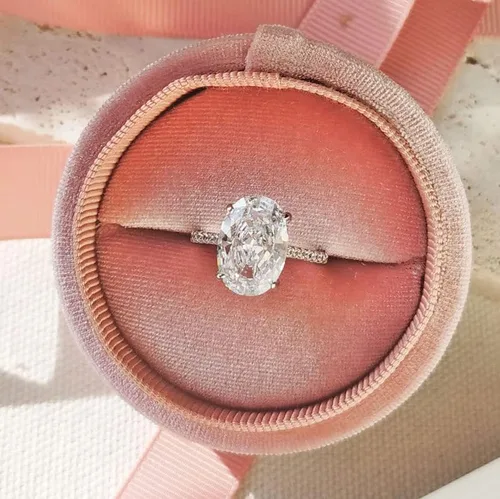 Vista 7 de michooyel S925 - Anillo de compromiso de circonita cúbica de corte ovalado de 4 quilates anillo de compromiso de boda de plata de ley para mujer