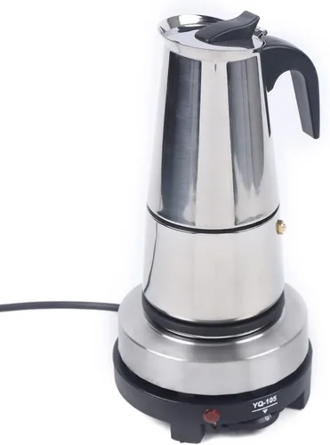 Vista 9 de 4Cups - Cafetera portátil de acero inoxidable de 6.8 fl oz, cafetera eléctrica de 110 V, cafetera eléctrica con estufa eléctrica (6.8 fl oz, 4 tazas)