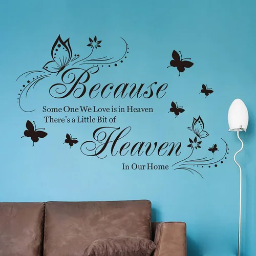 Vista 3 de Calcomanías de pared, decoraciones de pared para sala de estar, decoración familiar con cita inspiradora, decoración de arte para decoración