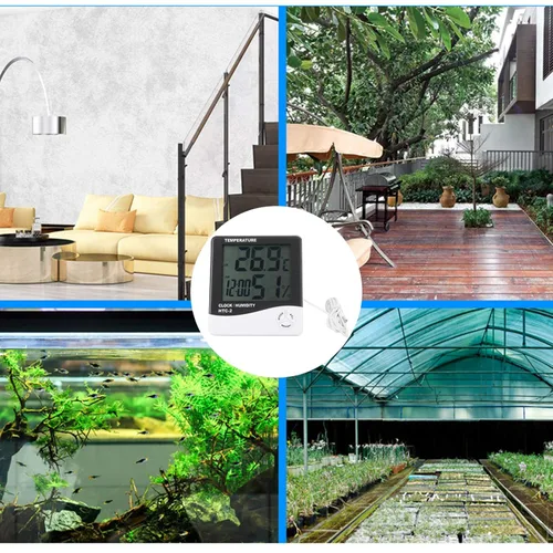 Vista 5 de Termómetro higrómetro para interiores y exteriores, temperatura digital, pantalla LCD, medidor de humedad, medidor de humedad, herramientas