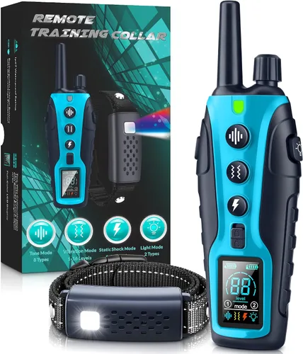 Vista 11 de Collar de entrenamiento para perros – Collar de entrenamiento para perros de 4000 pies con control remoto impermeable, collar electrónico con luz