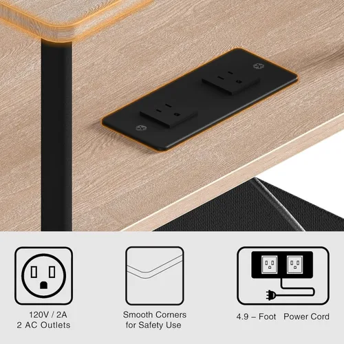 Vista 7 de Mesa auxiliar pequeña con estación de carga, mesa auxiliar para espacios pequeños, mesita de noche delgada con tomacorriente, sofá junto a la mesa