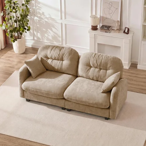 Vista 43 de Sofá modular de gran tamaño de 74 pulgadas, sofás seccionales grandes beige para sala de estar, juego de sofá esponjoso de felpilla, cómodos sofás