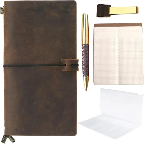 Leather Refillable Journal, Travelers Notebook for Men and Women, Handmade Gift Set with Journal and Stylish Pen, Vintage Notebook, Sketchbook