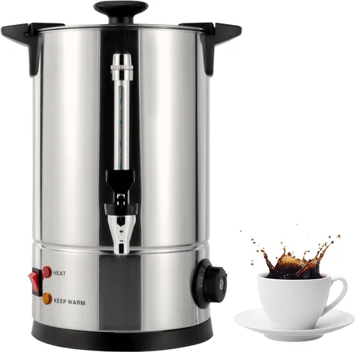 Gdrasuya10 Urna de café comercial, dispensador automático de agua caliente, dispensador de bebidas calientes de acero inoxidable para preparación