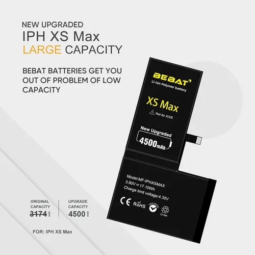 Vista 2 de Batería de repuesto para iPhone Xs MAX, batería de repuesto de polímero de iones de litio de alta capacidad de 4500 mAh para modelo A1921 A2101