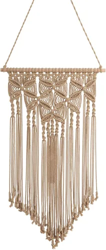 Vista 8 de macramé para colgar en la pared, arte bohemio tejido, decoración del hogar, elegante cuerda de algodón, arte de pared para apartamento, sala de Beige