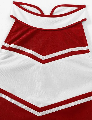 Vista 5 de LiiYii 2 piezas de uniforme de animadora para mujer disfraz de juego de rol tops cortos con faldas plisadas