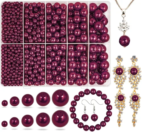 Vista 22 de Perlas de Perla Negra para Hacer Joyas, 1750 piezas de Perla Negra para Manualidades con Agujero de 4 mm 6 mm 8 mm 10 mm 12 mm Perla Espaciadora