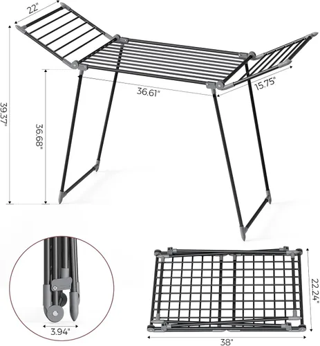 Vista 2 de APEXCHASER Tendedero de Ropa Plegable, Tendedero Grande para Secar Ropa, Perchero de Ropa Plegable para Interior y Exterior, Tendedero Metálico