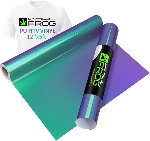 Vista 42 de VINYL FROG Paquete de 6 rollos de vinilo HTV de 12 x 3 pies de transferencia de calor para camisetas, amarillo, granate, camello, vinilo