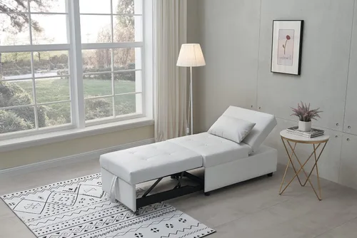 Kings Brand Furniture - Otomana multifuncional, sofá cama, silla convertible, color blanco