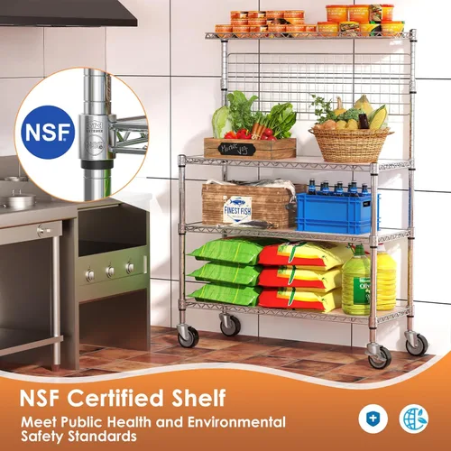 Vista 8 de Leteuke Estante para panaderos con almacenamiento y ruedas, estante de cocina de 42 pulgadas para microondas, estante de almacenamiento resistente