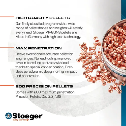 Vista 9 de Stoeger Rifle de Aire XM1 PCP + Mira - Calibre .22 - Realtree Edge con Perdigones de Punta X-Power Dome
