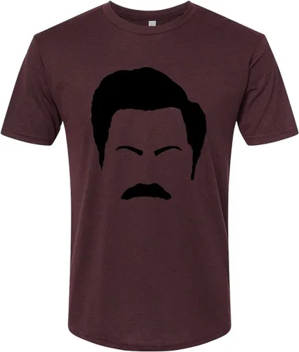 Vista 3 de Parks and Rec Fans Ron Swanson Mustache Face Silhouette Pop Culture Mens Premium Tri Blend T-Shirt