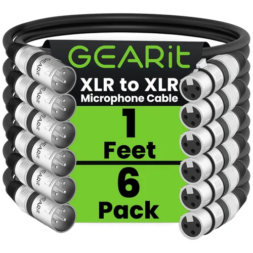 Vista 22 de GEARit XLR - Cable de micrófono macho a hembra (1 pie, paquete de 2) mezclador blindado equilibrado de 3 pines, estudio de grabación, podcast