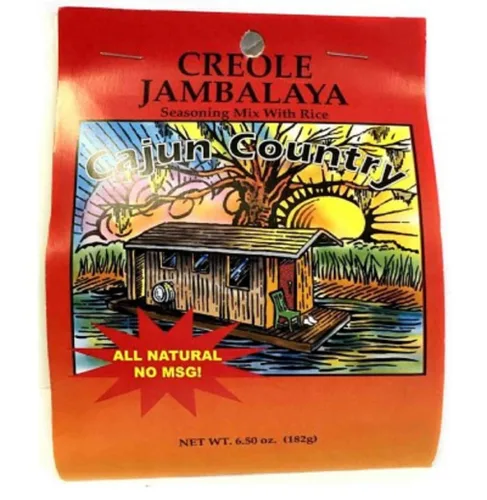 Cajun Country Mezcla de condimentos de jambalaya criolla con arroz, bolsa de 6.5 onzas (sin MSG, ingredientes naturales - hace 4 porciones)