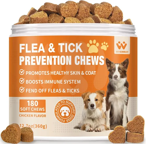 Prevención de pulgas y garrapatas masticables para perros, tratamiento natural de pulgas y garrapatas para perros, suplemento oral de pulgas para