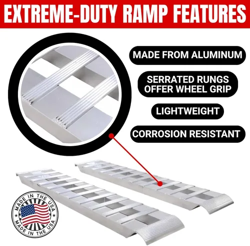 Vista 2 de GEN-Y Hitch Rampas de carga de aluminio de servicio extremo - Juego de 2, 6 pies de largo x 15 pulgadas de ancho, capacidad de 10000 libras