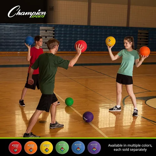 Vista 7 de Champion Sports - Pelotas de juegos Rhino Playground de 8.5"D - Dos capas, envoltura de nailon, AZUL