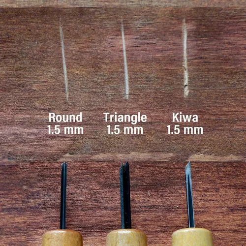 Vista 6 de Wazakura Kit de cincel de bonsái de 3 piezas con gubias redondas, bisel único sesgado y herramienta de separación en V, juego de herramientas