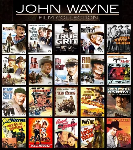 John Wayne 36-Movie DVD Collection Hondo Liberty Valance True Grit Shootist Mclintock Katie Elder Rio Lobo Big Jake El Dorado Chisum Train