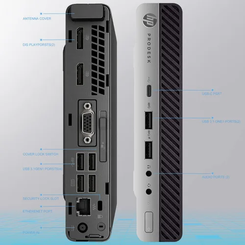Vista 8 de HP ProDesk 400 G3 Mini computadoras de escritorio de oficina, i5 Tiny Desktop PC Wifi Business, 6500t, 8GB DDR4, 128GB SSD, Wifi+BT integrado, HDMI