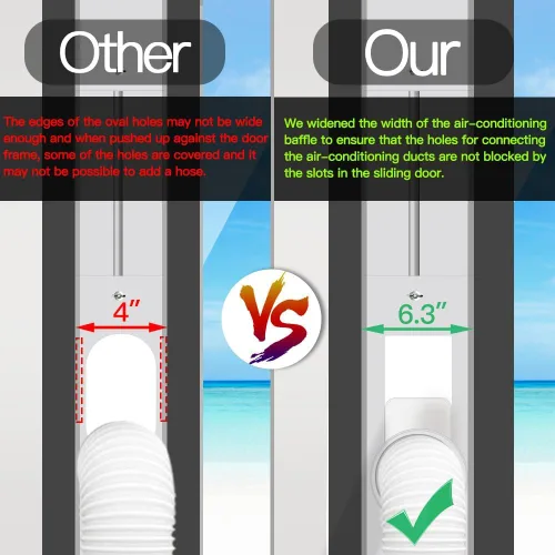 Vista 5 de Gulrear Kit portátil de ventilación de ventana de CA para ventanas correderas de doble colgado/pequeñas de 26 a 47 pulgadas, ajustable con acoplador