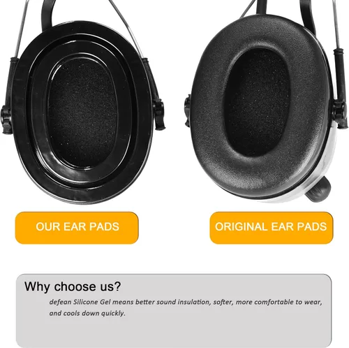 Vista 5 de defean - Almohadillas de repuesto de gel de silicona Instant Chill, compatibles con auriculares Peltor Tactical 100 300 500 Rangeguard / 3M WorkTunes